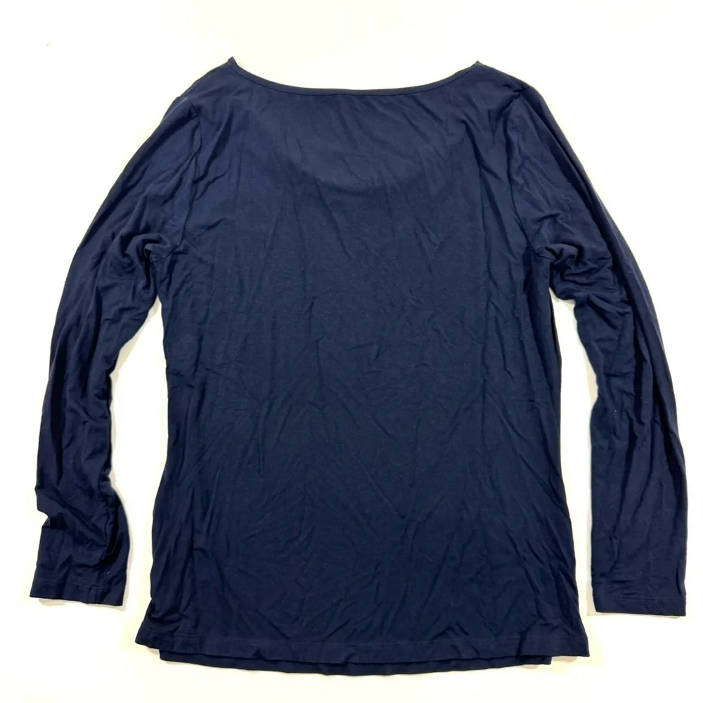J McLaughlin Drape Neck Shirt Long Sleeve Dark Blue
